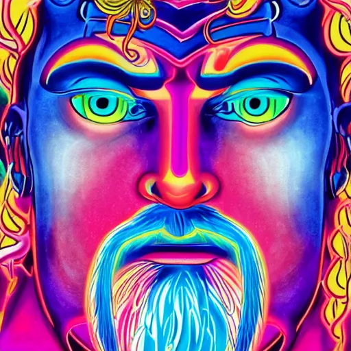 Prompt: a detailed portrait of a zeus god with a propper face anime art by lisa frank, dan mumford, trending on artstation, wallpaper 4 k