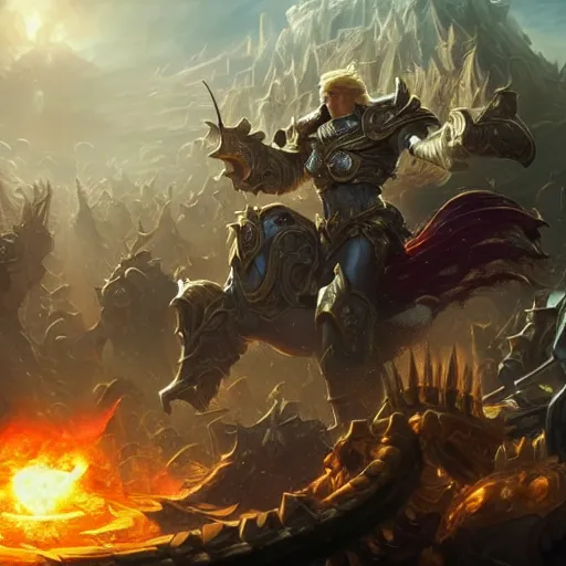 Prompt: Donald Trump as the god-emperor of mankind, League of Legends amazing splashscreen artwork, splash art,natural light, elegant, intricate, fantasy, atmospheric lighting, by Greg rutkowski, league of legends splash art, hd wallpaper, ultra high details