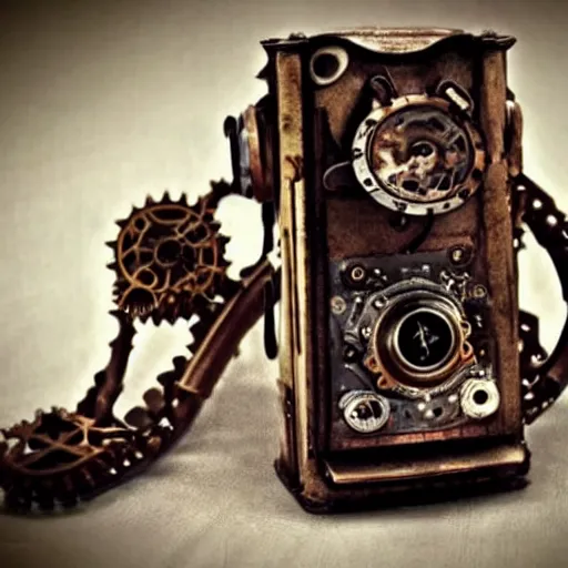 Prompt: steampunk mobile phone