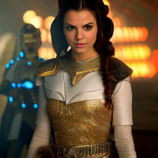 Image similar to victoria justice as princess padme in star wars episode 3, 8 k resolution, cinematic lighting, anatomically correct