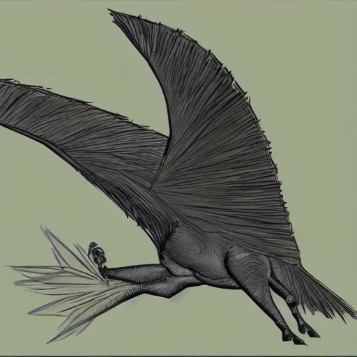 Prompt: hippogriff flapping its wings and cawing concept sketch