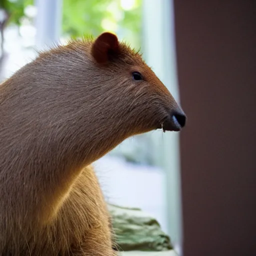 Prompt: capybara in a trench coat