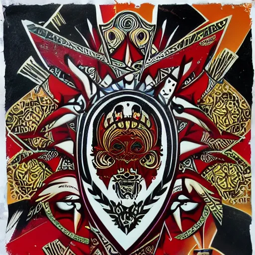 Image similar to transylvanian folk art, in the style of graffiti, made by shepard fairey