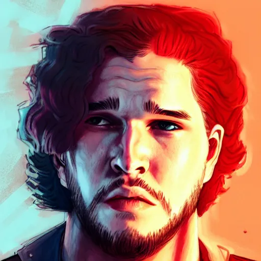 Image similar to kit harington portrait, dystopia core, apocalyptic, armor, warrior, dramatic, sharp focus, fiction, neon, fantasy, hyper detailed, digital art, trending in artstation, cinematic lighting, studio quality, smooth render, unreal engine 5 rendered, octane rendered, art style and nixeu and wlop and krenz cushart