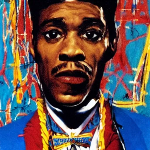 Image similar to film still from coming to america by basquiat