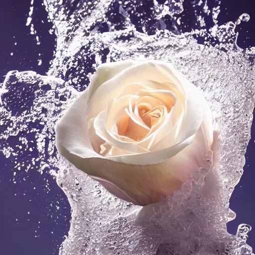 Image similar to rose made of water, 4k, studio lighting