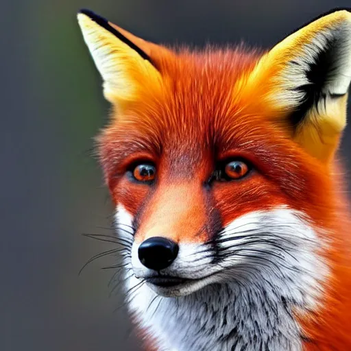 Image similar to beautiful fox close-up, XF IQ4, 150MP, 50mm, f/1.4, ISO 200, 1/160s, natural light, Adobe Photoshop, Adobe Lightroom, DxO Photolab, Corel PaintShop Pro, symmetrical balance, depth layering, polarizing filter, Sense of Depth, AI enhanced