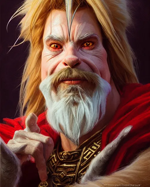 Image similar to portrait of sir didymus from the labyrinth, fine details, realistic shaded lighting poster by greg rutkowski, magali villeneuve, artgerm, jeremy lipkin and michael garmash and rob rey