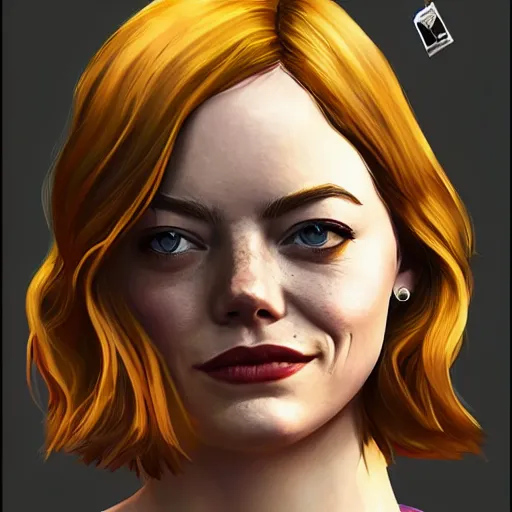 Prompt: emma stone in gta v, cover art by stephen bliss, artstation, no text