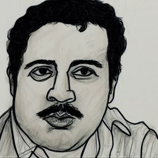 Prompt: child's drawing of pablo escobar