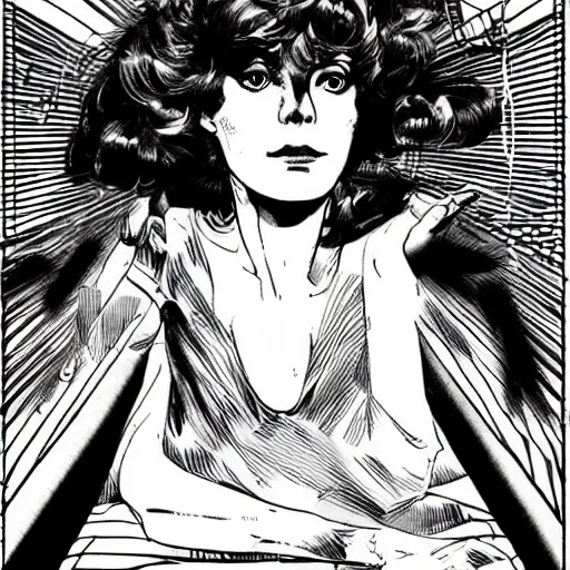 Image similar to lizzy mercier descloux, portrait, by guido crepax