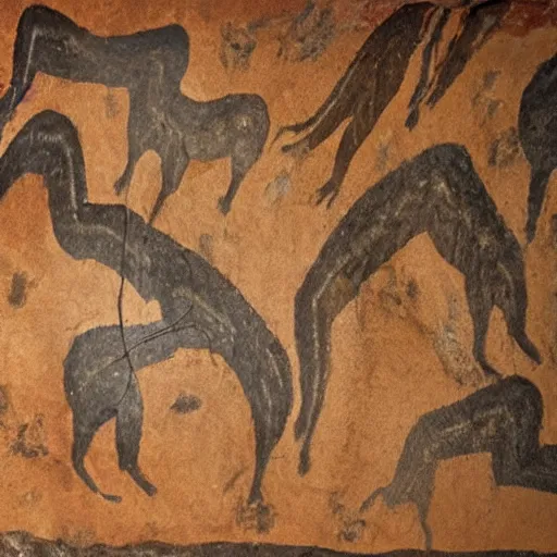 Prompt: cave painting of among us