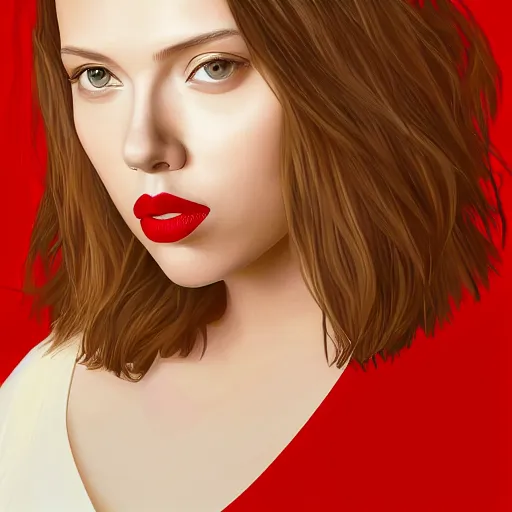 Image similar to portrait of scarlet johansson, highly detailed, centered, solid color background, digital painting