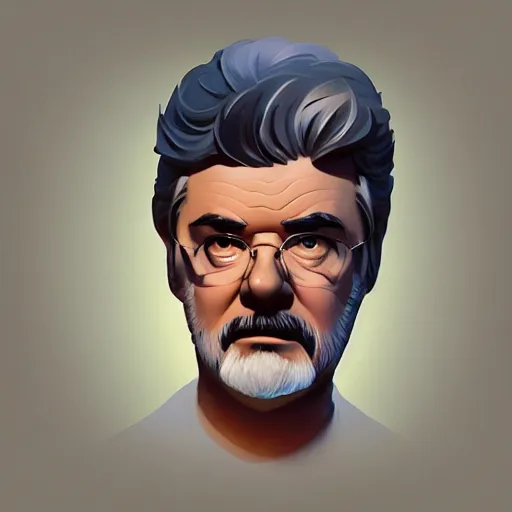 Image similar to face icon stylized minimalist george lucas, loftis, cory behance hd by jesper ejsing, by rhads, makoto shinkai and lois van baarle, ilya kuvshinov, rossdraws global illumination