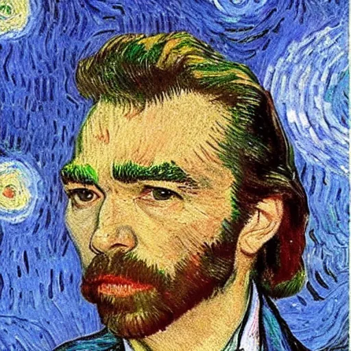 Prompt: neil diamond as a van gogh painting