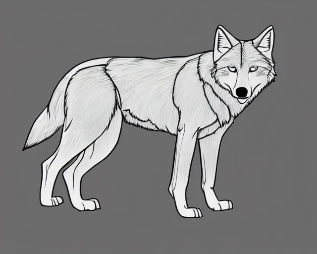 Image similar to professional digital art of a full-body outline of a wolf, very simple, no color, high quality, HD, 8K,