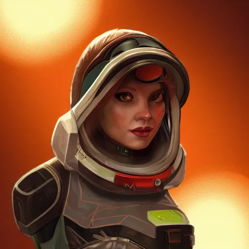 Prompt: a beautiful portrait of a space bounty hunter by Ellie Maple Fox trending on Artstation