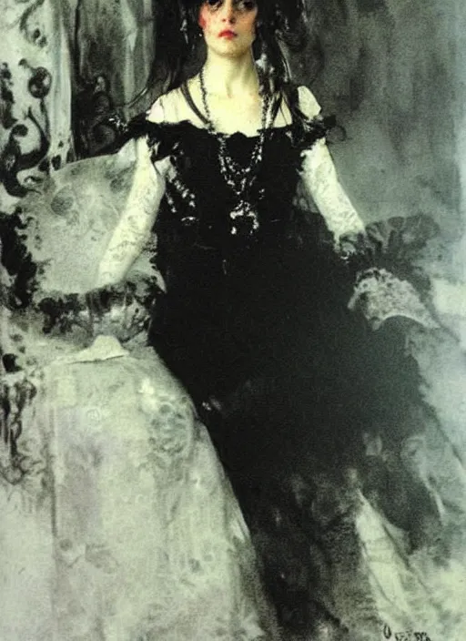 Prompt: ( ( gothic # ) ) princess portrait *. *. by anders zorn * *, highly detailded,