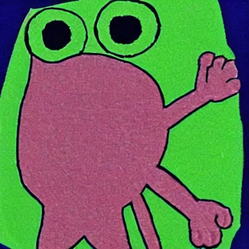 Prompt: Vitruvian Pepe Frog meme