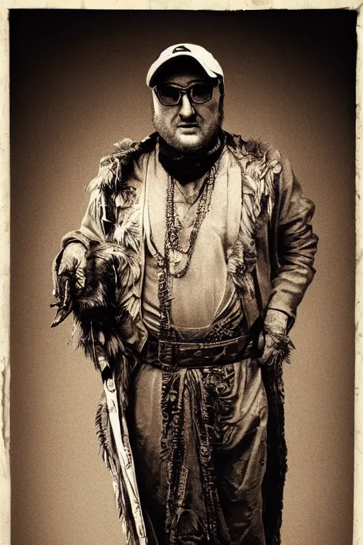 Prompt: king koopa, portrait, full body, symmetrical features, silver iodide, 1 8 8 0 photograph, sepia tone, aged paper, sergio leone, master prime lenses, cinematic