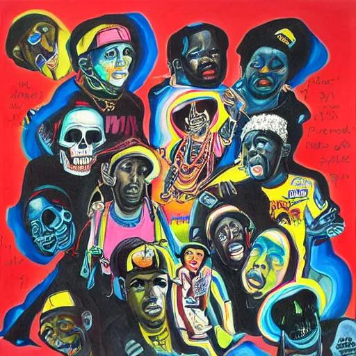 Image similar to a painting of the death of hip hop