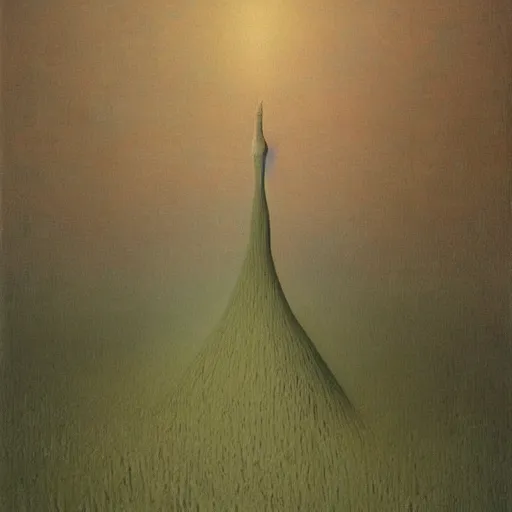 Image similar to It's back guys, oil on canvas by Zdzisław Beksiński