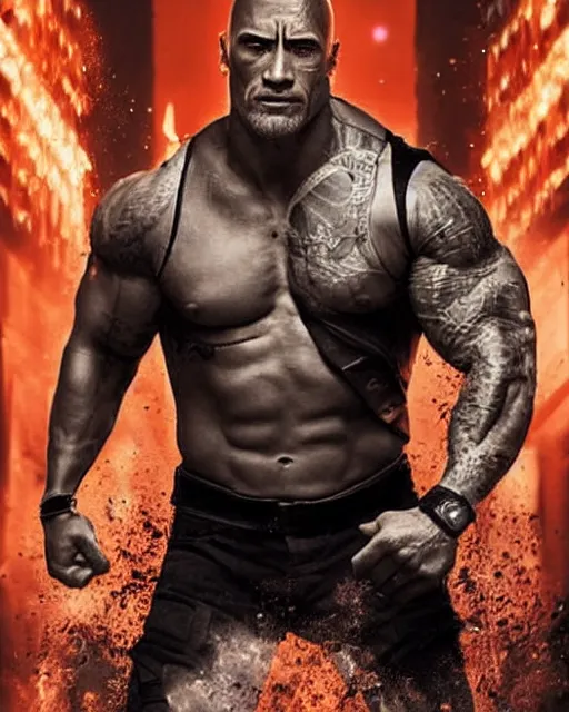 Image similar to epic portrait of cyberpunk dwayne johnson