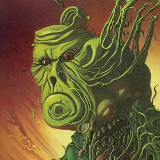 Prompt: surreal cronenberg mutation slime monster, rutkowski, mucha