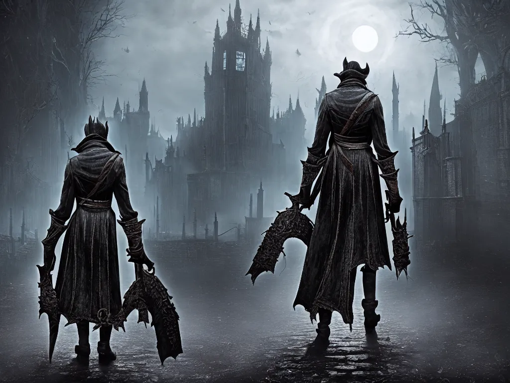 Image similar to bloodborne 2, dark, nighttime, victorian england style, horror, grotesque, serene, haunting, heavy atmosphere, claustrophobic, insanity, High Definition detail, 8K