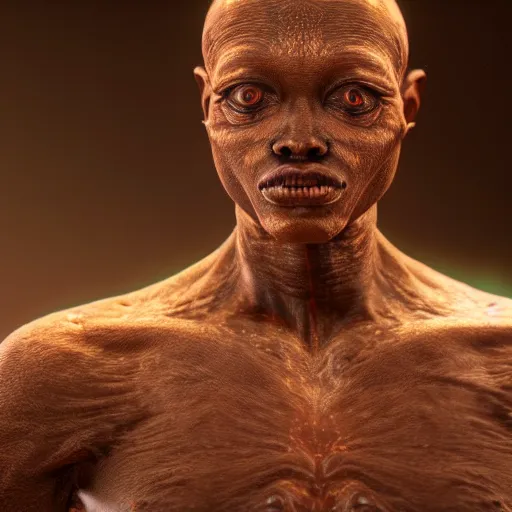 Image similar to the first human being created by aliens, cinematic, detailed, 8 k, unreal engine 5