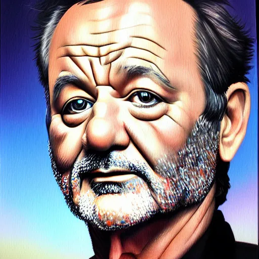 Image similar to close up portrait of bill murray painted by igor sid