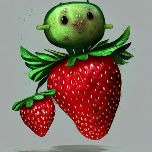 Prompt: adorable strawberry critter trending on artstation