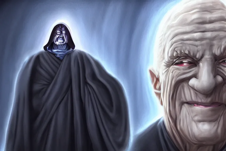 Prompt: emperor palpatine in robes, high detail, digital painting, clear focus, concept art,