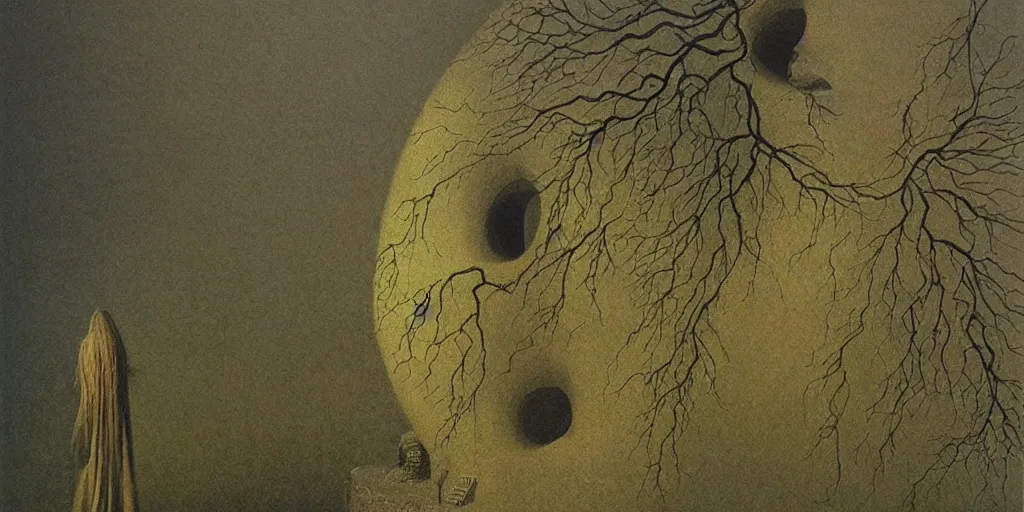 Image similar to a 360 artwork by zdzisław beksiński