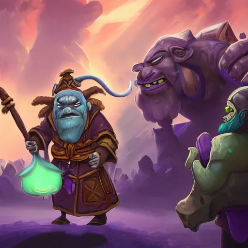 Image similar to a small ogre wizard, hearthstone, concept illustartion, character art,