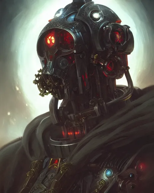 Image similar to adeptus mechanicus portrait, dark fantasy, warhammer 4 0 k, digital painting, by by artgerm and greg rutkowski and magali villeneuve