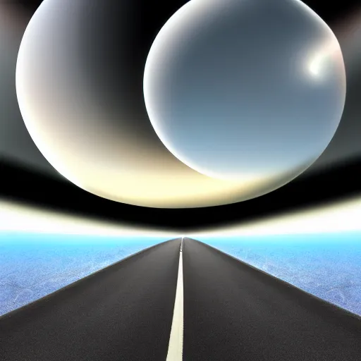 Prompt: endless road that looks like a piano in space, digital art