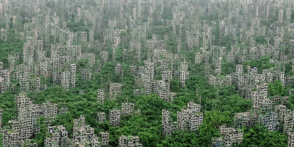 Image similar to chinese overgrown city