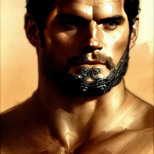 Image similar to henry cavill as a greek gladiator, gorgeous, amazing, muscular, intricate, highly detailed, digital painting, artstation, concept art, sharp focus, illustration, art by greg rutkowski and alphonse mucha