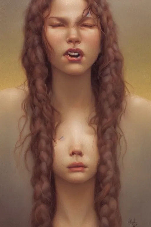 Image similar to a portrait of a girl get eating by cannabis vine art by christophe vacher