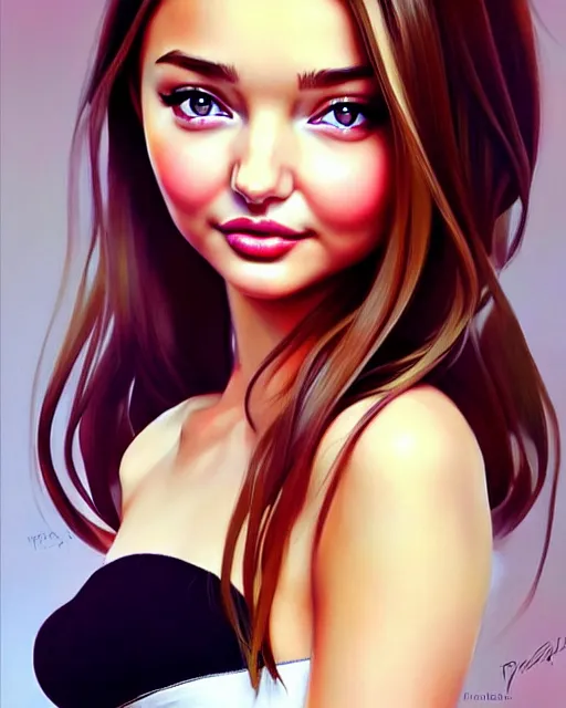 Image similar to portrait of Miranda Kerr as Anime girl cute-fine-face, full body! pretty face, realistic shaded Perfect face, fine details. Anime. realistic shaded lighting by Ilya Kuvshinov Giuseppe Dangelico Pino and Michael Garmash and Rob Rey