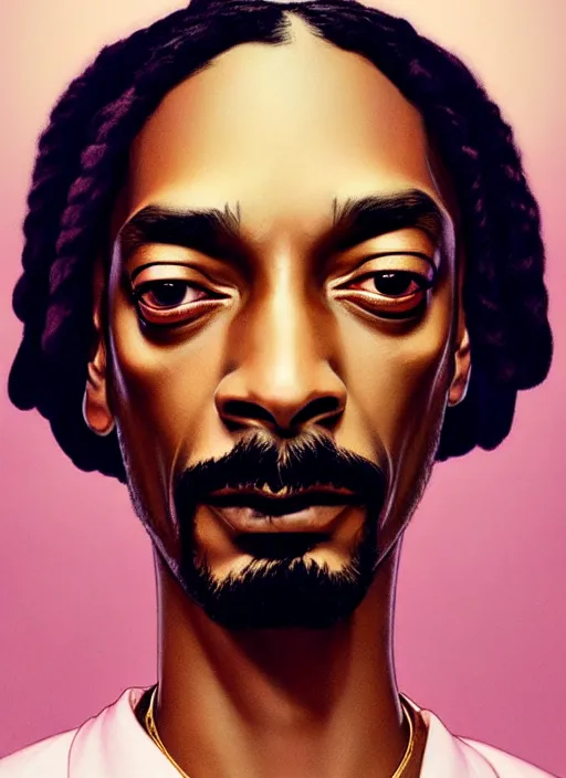 Prompt: dreamlike luxury snoop dogg portrait, pale pink and gold kimono, art by artgerm, wlop, loish, ilya kuvshinov, 8 k realistic, hyperdetailed, beautiful lighting, detailed background, depth of field, symmetrical face, frostbite 3 engine, cryengine,