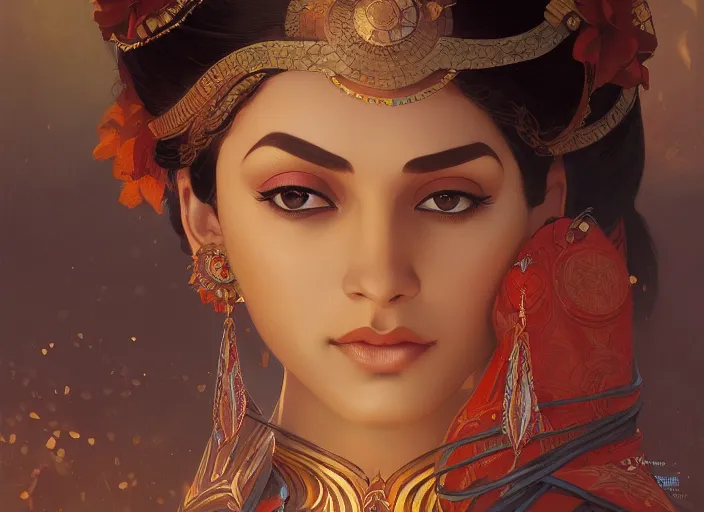 Image similar to photography of jamini roy, female deep focus, d & d, fantasy, intricate, elegant, highly detailed, digital painting, artstation, concept art, matte, sharp focus, illustration, hearthstone, art by artgerm and greg rutkowski and alphonse mucha