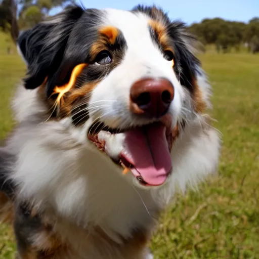 Prompt: australian shepherd casting a fireball