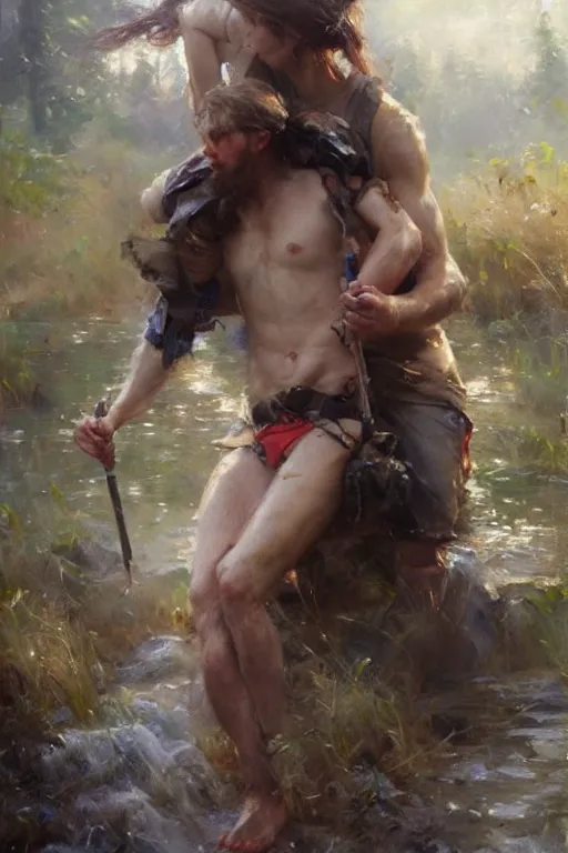 Prompt: survival. by Daniel F. Gerhartz, hyperrealistic oil painting, 4k, studio lightning