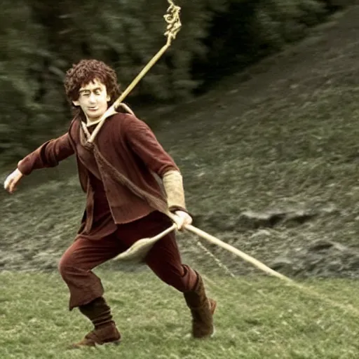 Image similar to frodo baggins playing quidditch