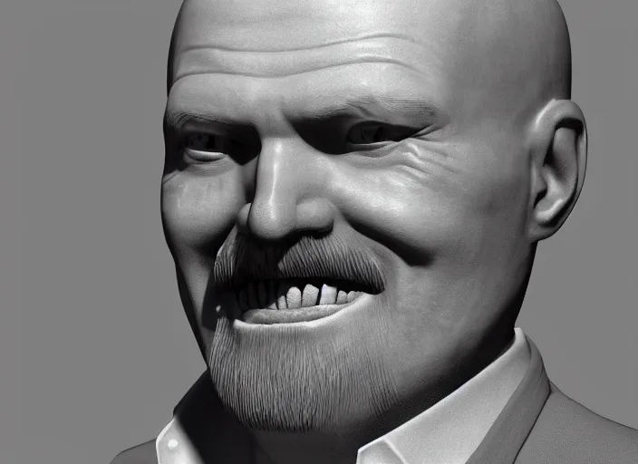 Prompt: hyper detailed portrait of smiling lenin by richard avedon, unreal engine 5, lumen, nanite, dslr