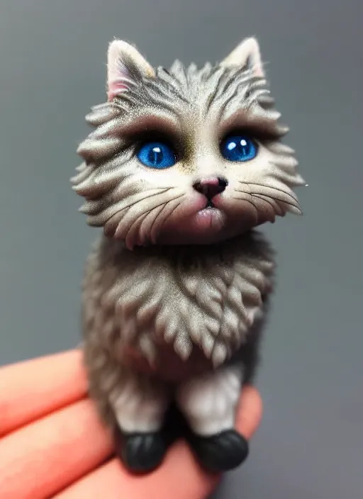 Image similar to 80mm resin detailed miniature of fluffy cat, Product Introduction Photos, 4K, Full body