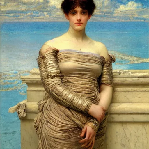 Image similar to a portrait of a female android by sir lawrence alma - tadema