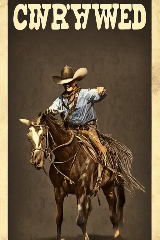 Image similar to realistic shaded poster of a cowboy wild west